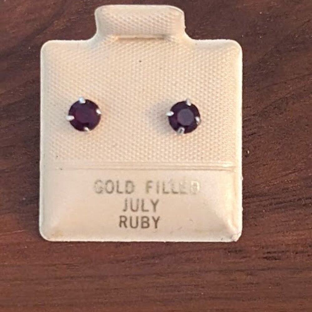 Ruby Crystal Gold Filled Post Earrings